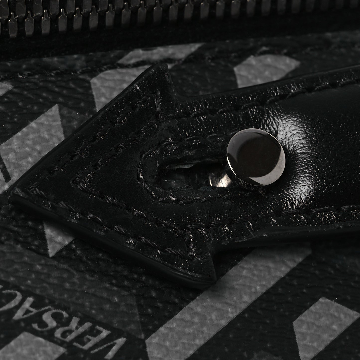 Coated Canvas La Greca Signature Messenger Bag Black Gray