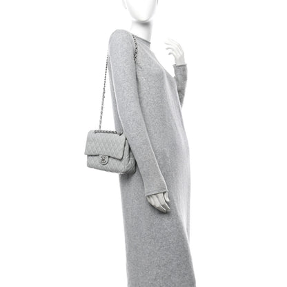 Chanel Washed Caviar Quilted Medium Double Flap Light Blue 2 of 10