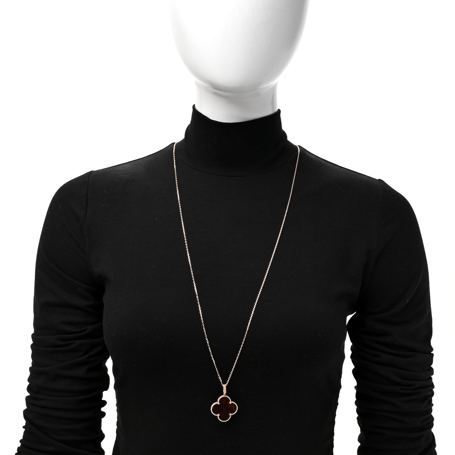 Van Cleef & Arpels 18K Rose Gold Letterwood Magic Alhambra Long Necklace 2 of 7
