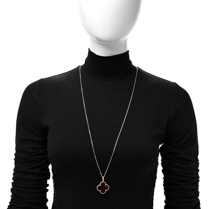 Van Cleef & Arpels 18K Rose Gold Letterwood Magic Alhambra Long Necklace 2 of 7