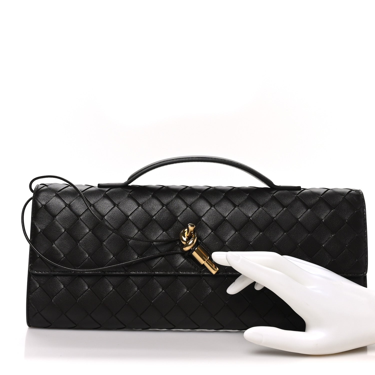 Bottega Veneta Nappa Intrecciato Long Andiamo Top Handle Clutch Fondant 2 of 7
