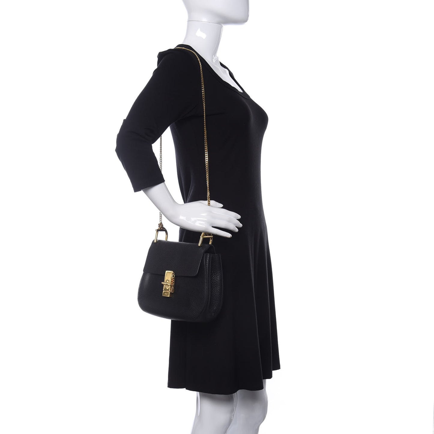 Grained Lambskin Mini Drew Shoulder Bag Black