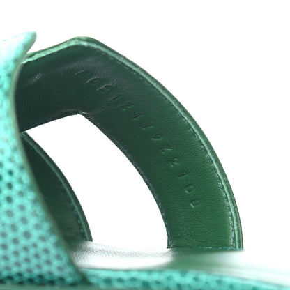 Hermes Lizard Oran Sandals 38 Vert Emeraude 7 of 8