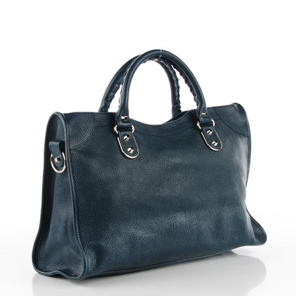 Balenciaga Chevre Silver Metallic Edge Hardware City Bleu Paon 3 of 14