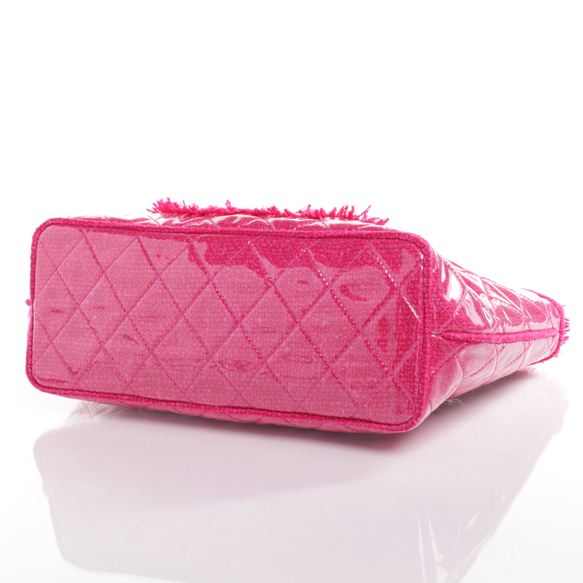Chanel Vinyl Quilted Funny Tweed Tote Fuchsia 5 of 10