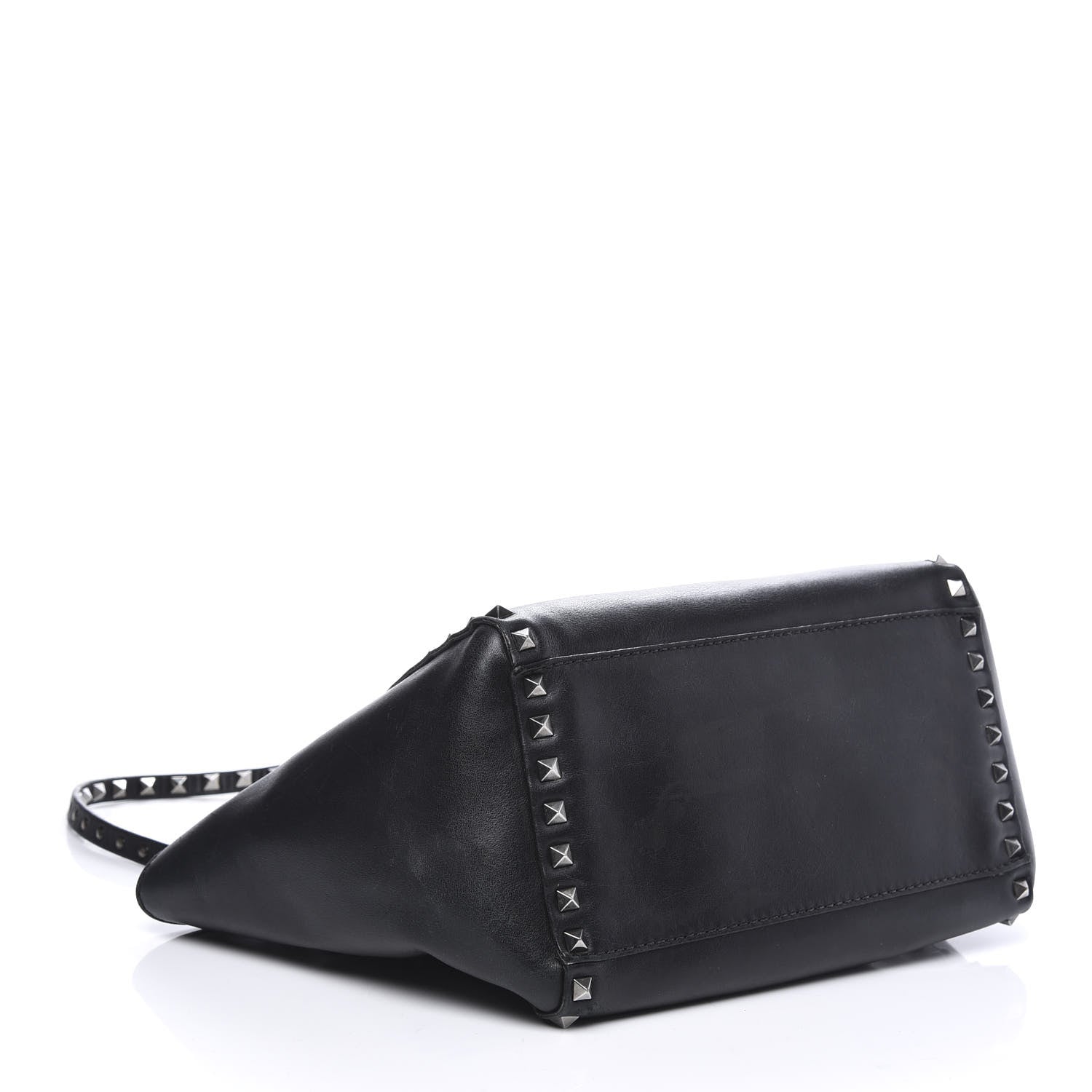Valentino Garavani Vitello Small Rockstud Double Handle Tote Black 3 of 9