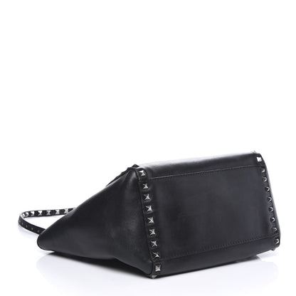 Valentino Garavani Vitello Small Rockstud Double Handle Tote Black 3 of 9