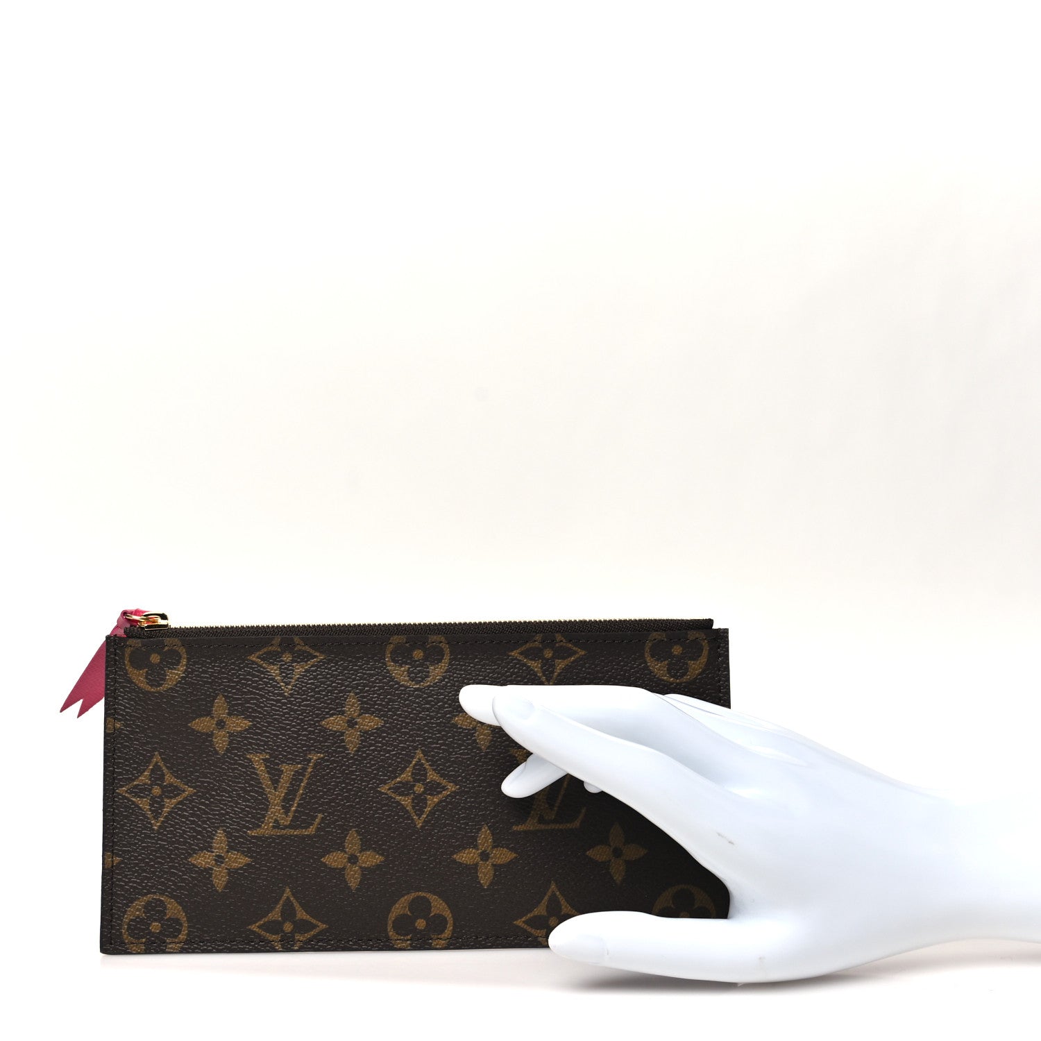 Louis Vuitton Monogram Felicie Chain Wallet Zippered Insert Fuchsia 2 of 7