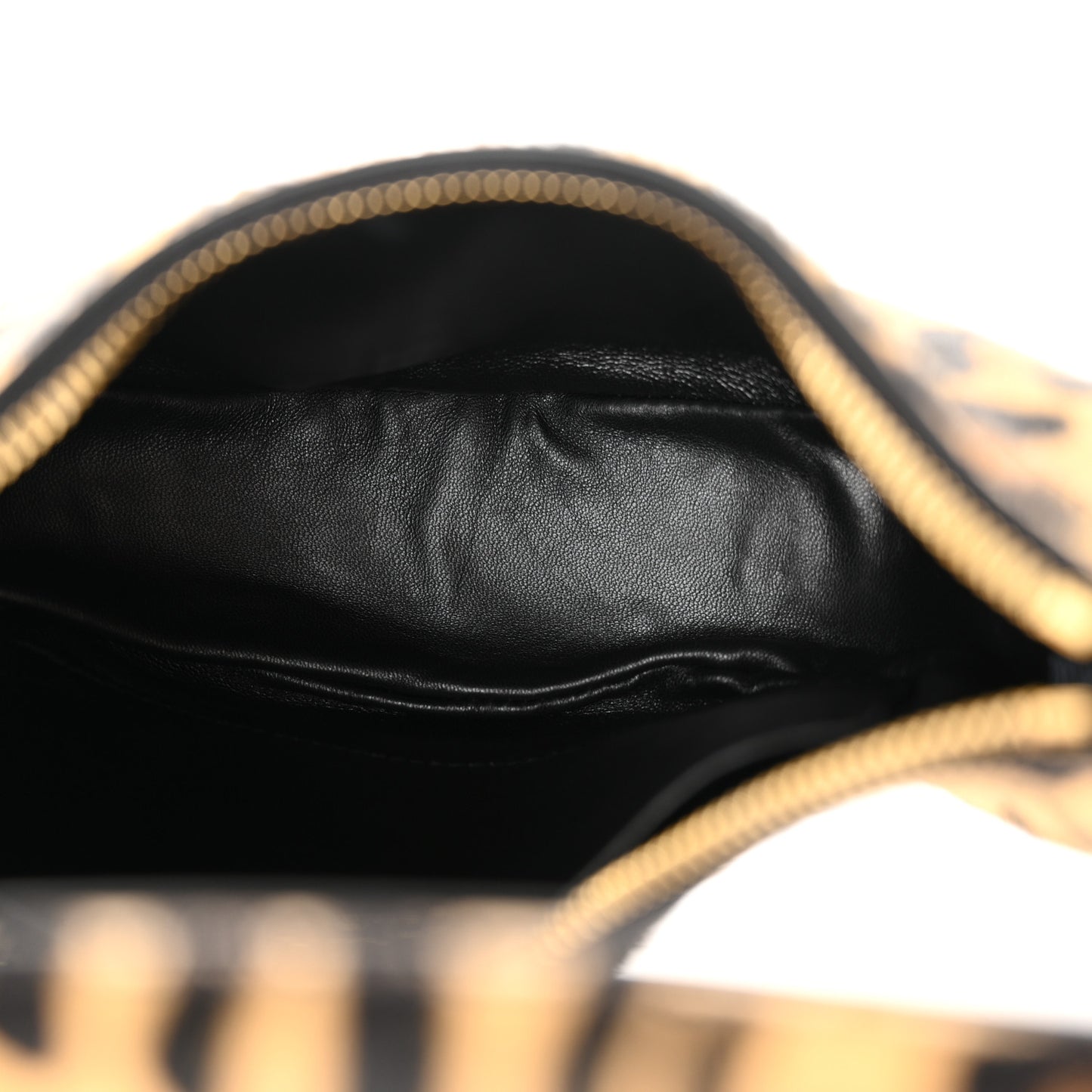 Calf Hair Leopard Print Arque Shoulder Bag Honey