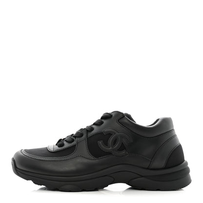 Chanel Lambskin Fabric CC Uniform Mens Sneakers 40 Black 2 of 10