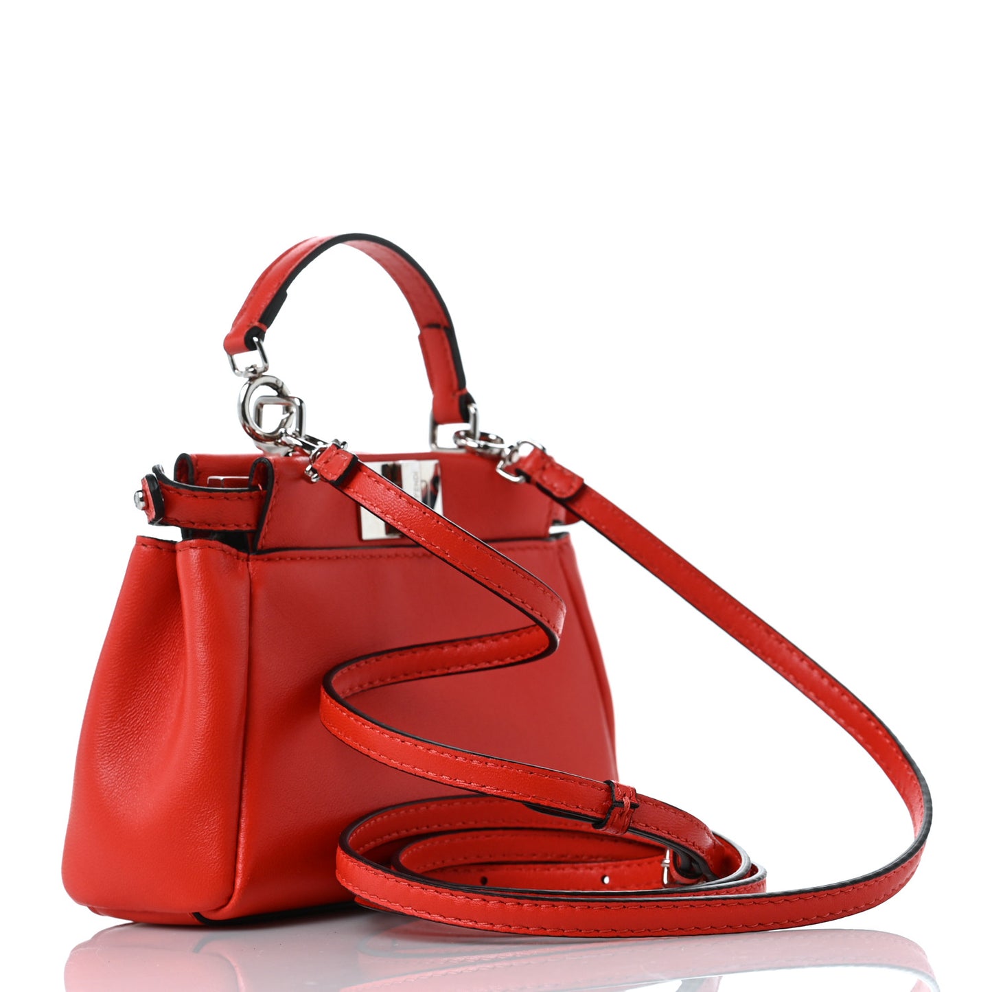 Shiny Nappa Micro Peekaboo Iconic Satchel Rosso Pimento