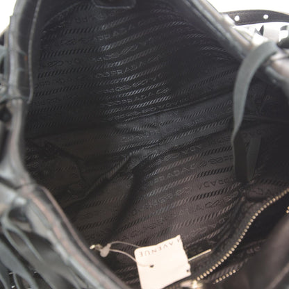 Prada Nappa Woven Fringe Tote Black 8 of 8
