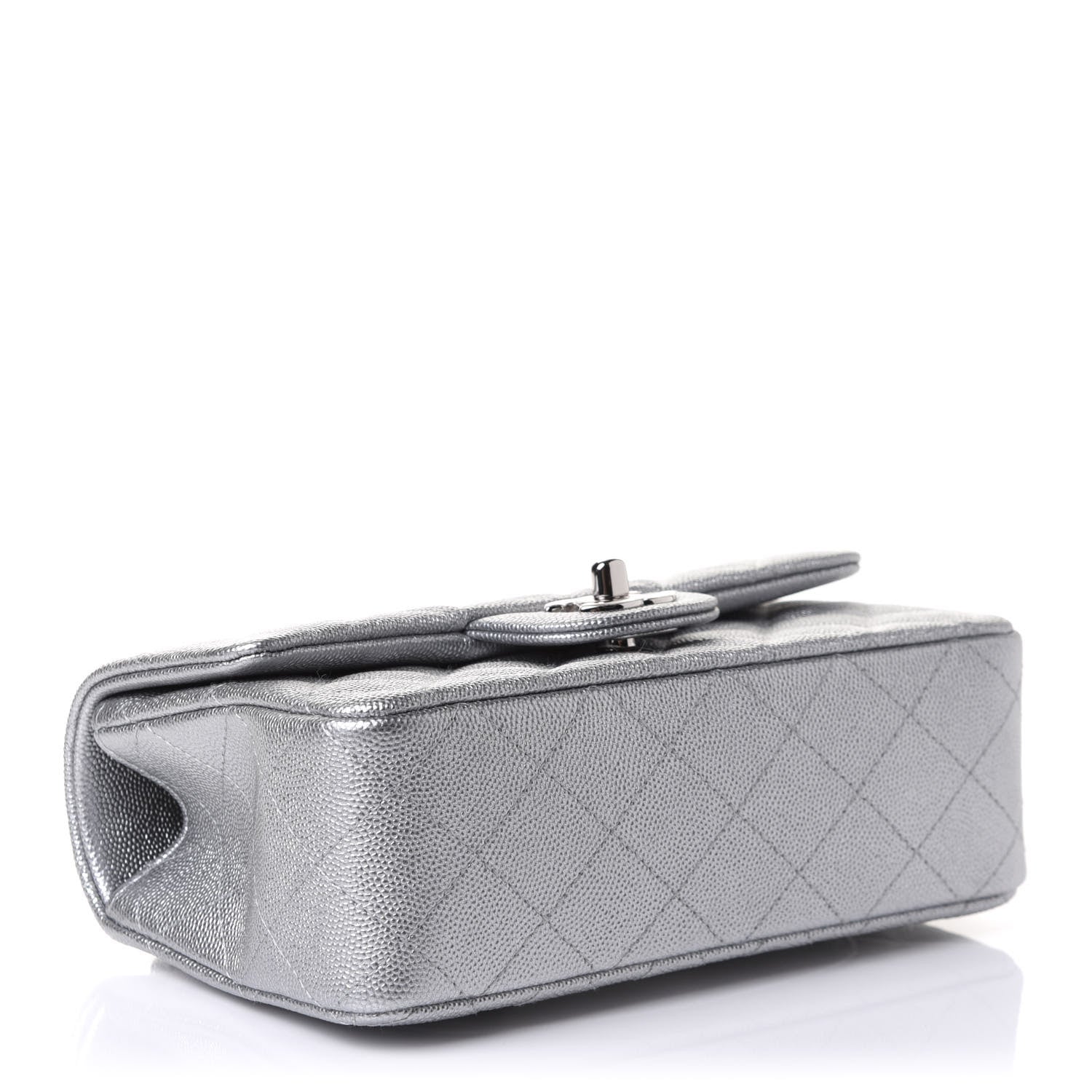 Chanel Metallic Caviar Quilted Mini Top Handle Rectangular Flap Silver 5 of 12