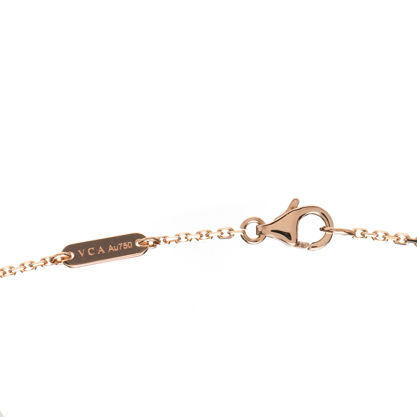 18K Rose Gold Diamond Pink Porcelain Vintage Alhambra Pendant Necklace