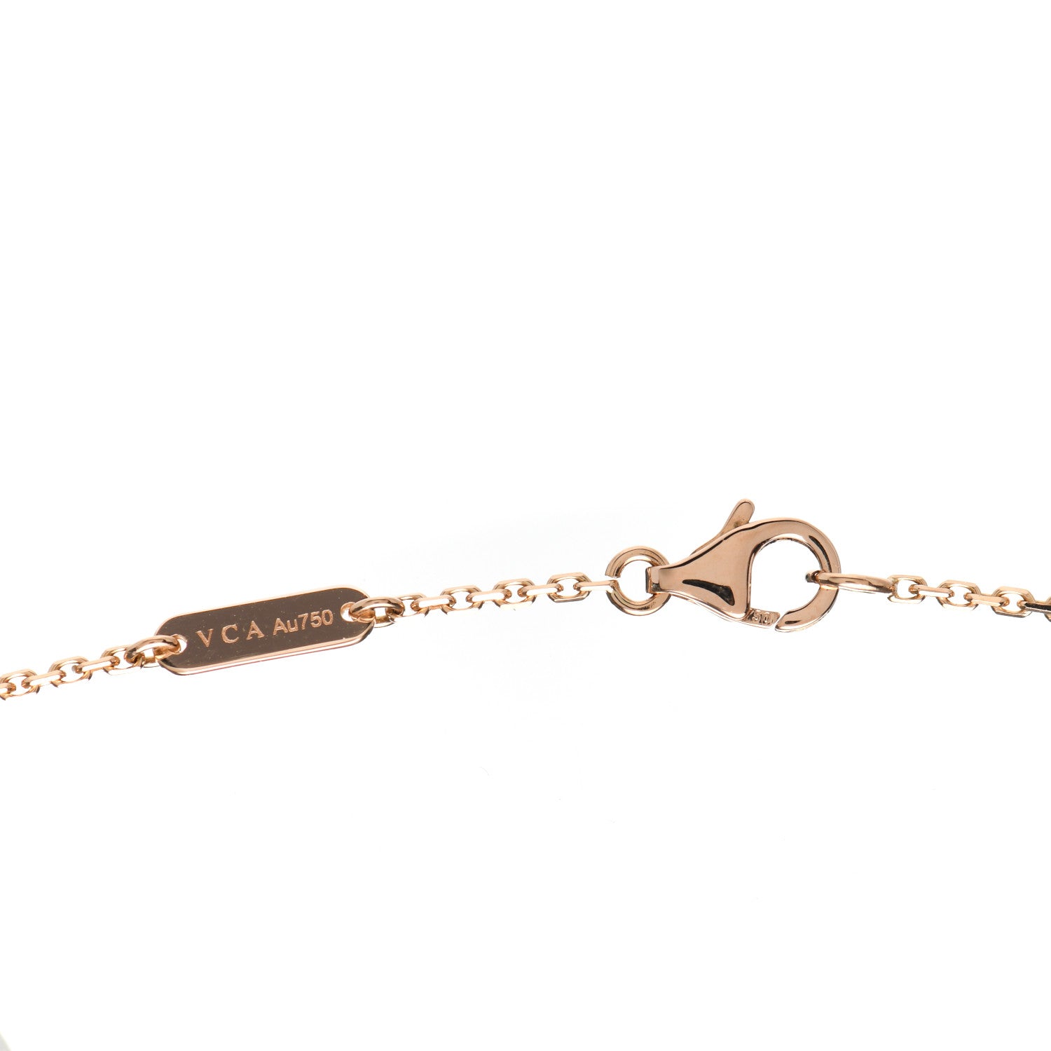 Van Cleef & Arpels 18K Rose Gold Diamond Pink Porcelain Vintage Alhambra Pendant Necklace 4 of 7
