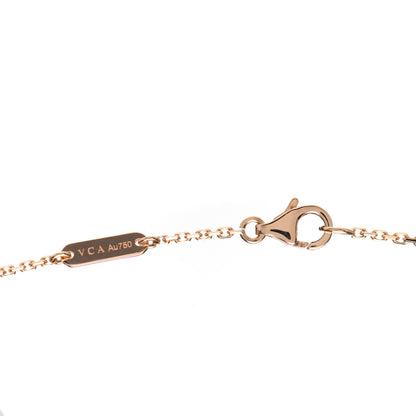 Van Cleef & Arpels 18K Rose Gold Diamond Pink Porcelain Vintage Alhambra Pendant Necklace 4 of 7