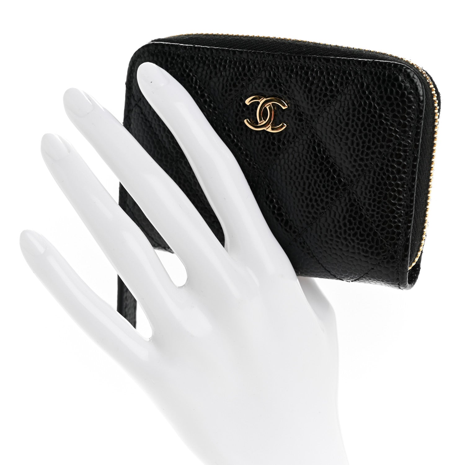 Chanel Caviar Quilted Zip Coin Purse Black 2 of 8
