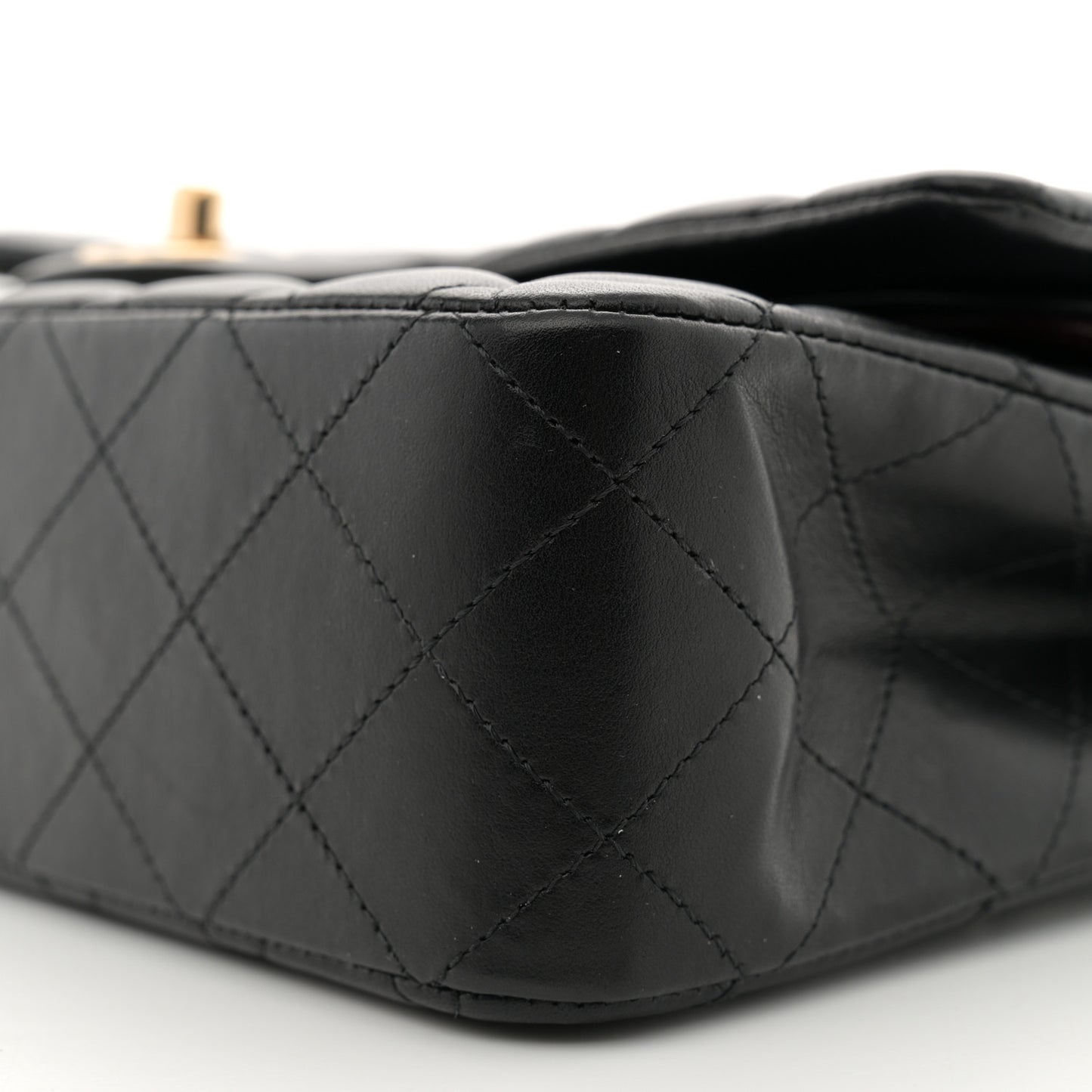Lambskin Quilted Medium Double Flap Black