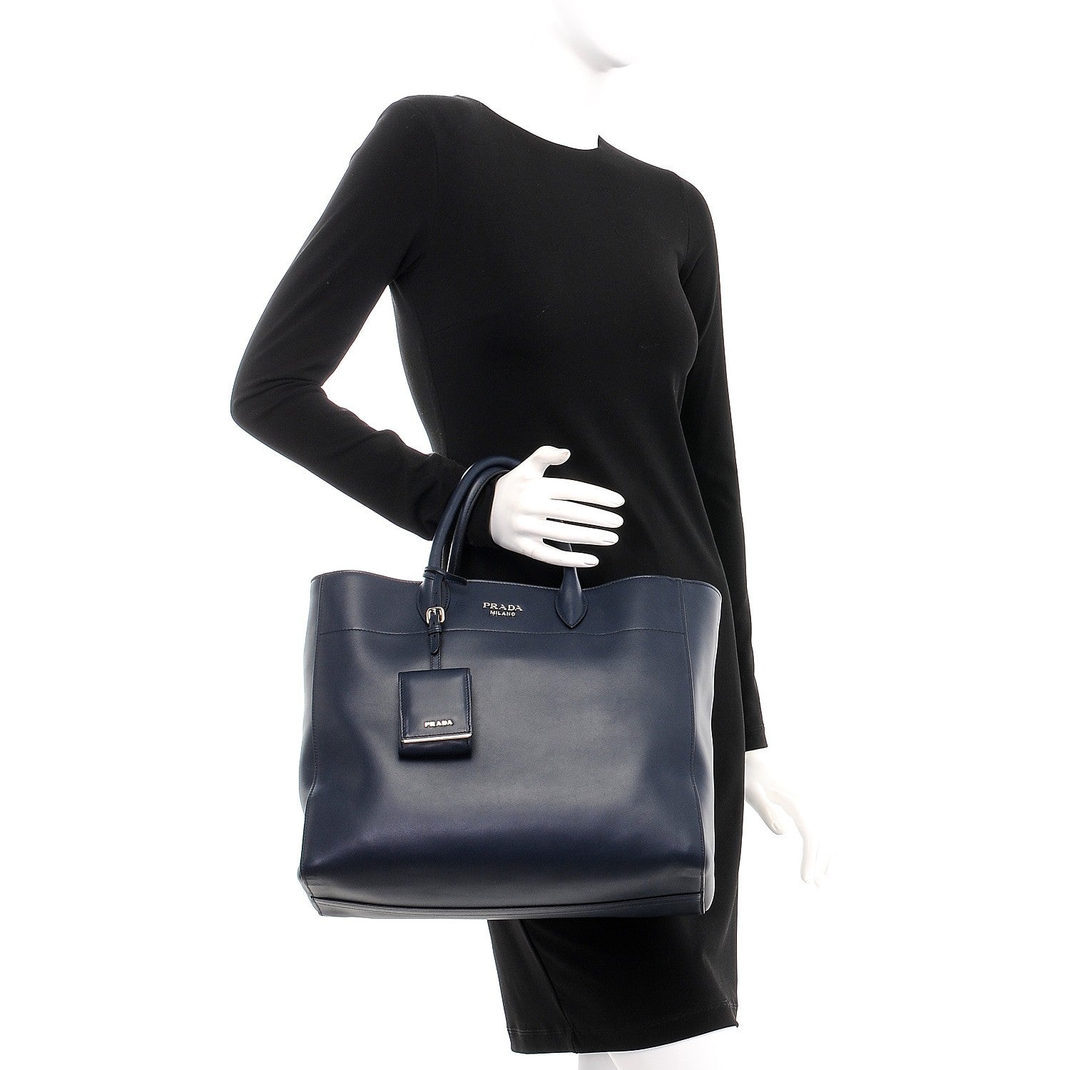 Prada City Calf Tote With Studded Strap Baltico 3 of 10