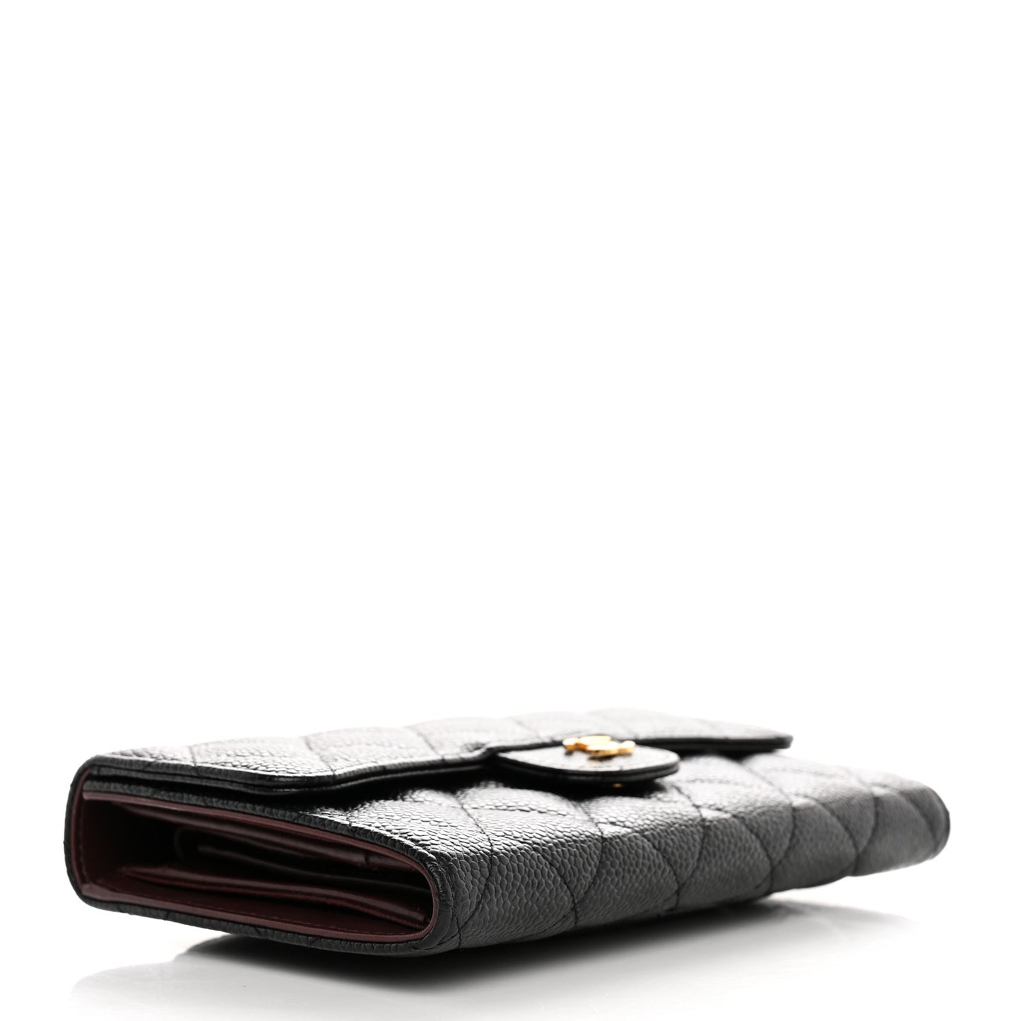 Caviar Quilted Large Flap Wallet Black