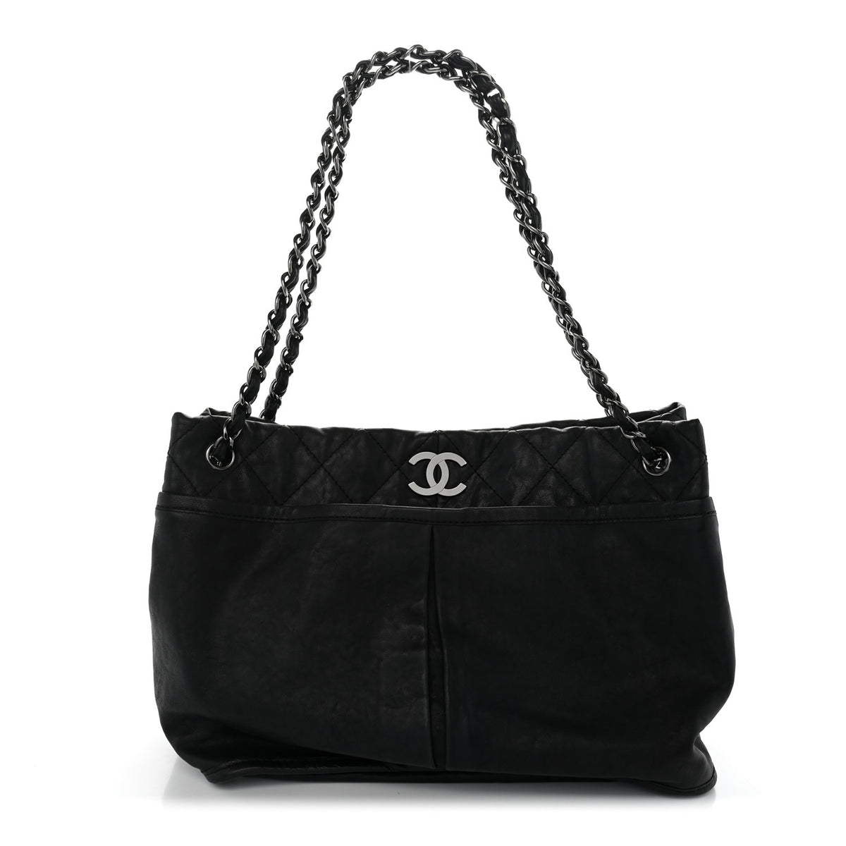 Washed Lambskin Natural Beauty Tote  Black