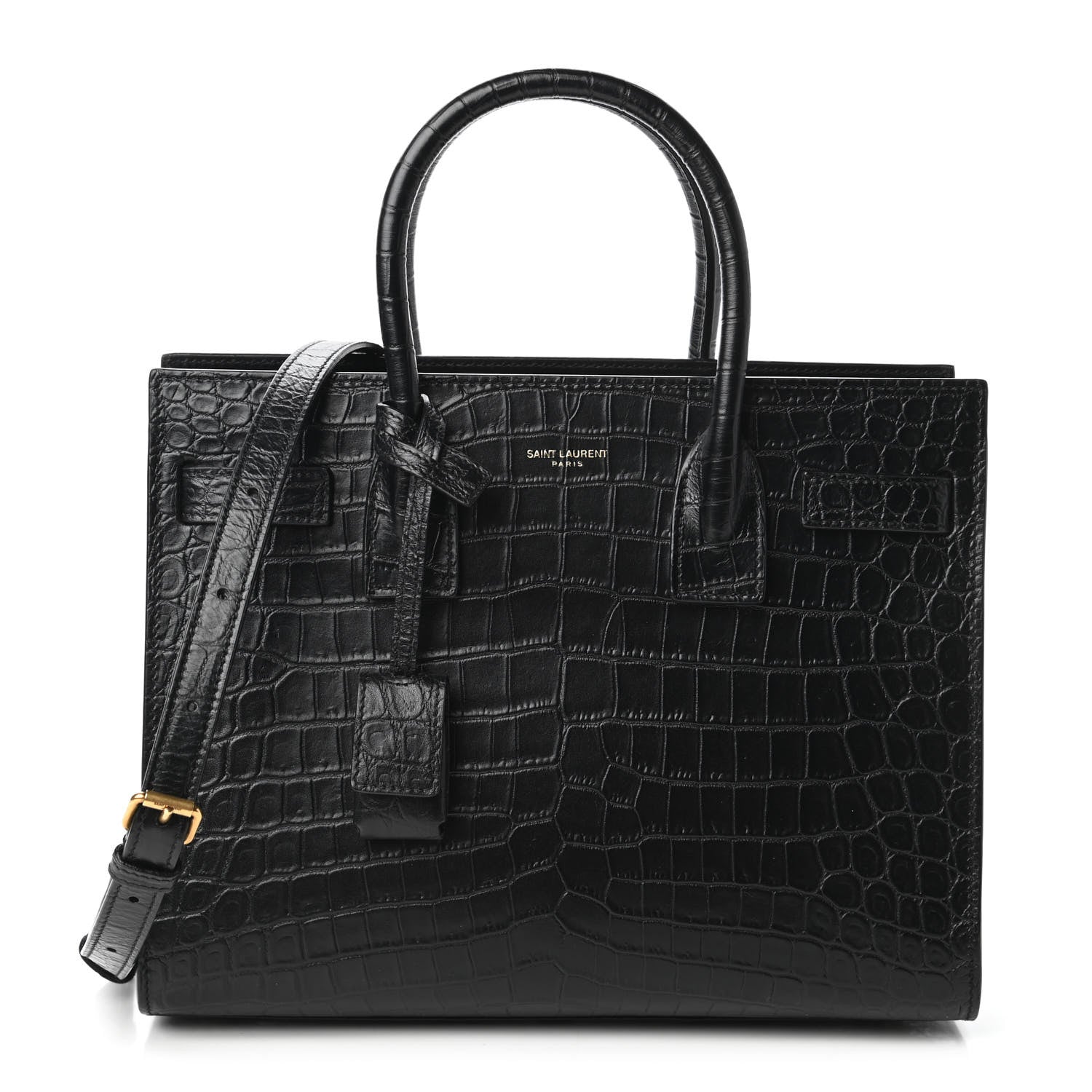 Saint Laurent Calfskin Crocodile Embossed Baby Sac De Jour Black 1 of 17