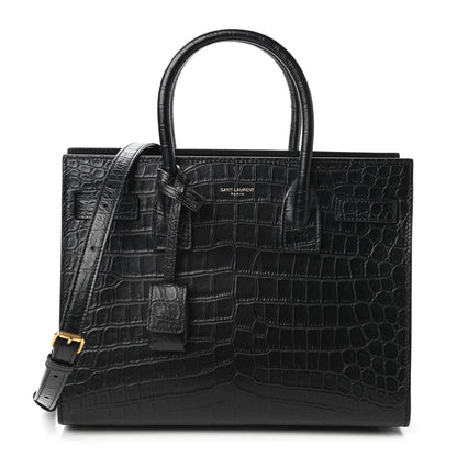 Saint Laurent Calfskin Crocodile Embossed Baby Sac De Jour Black 1 of 17