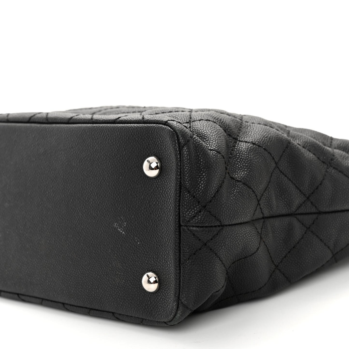 Grained Calfskin Quilted Small Daily Shopping Tote Black