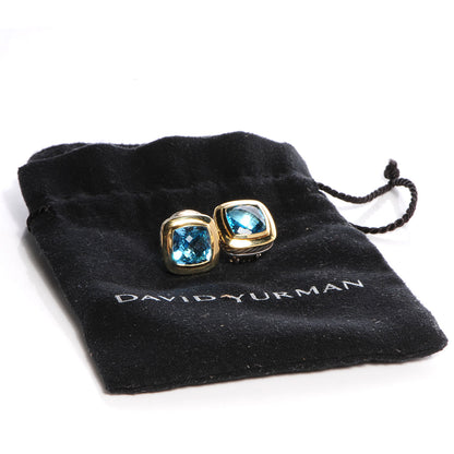 David Yurman Sterling Silver 18K Yellow Gold Blue Topaz 11mm Albion Earrings 5 of 5