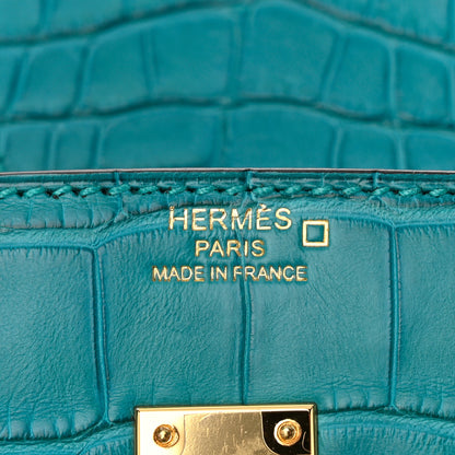 Hermes Matte Alligator Birkin 25 Bleu Paon 6 of 11