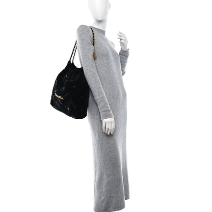 Chanel Velvet Sequin Quilted Chanel 22 Black 2 of 10