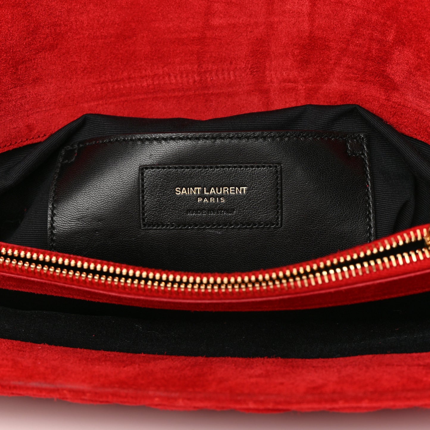Suede Mixed Matelasse Triquilt Large Monogram Envelope Satchel Red