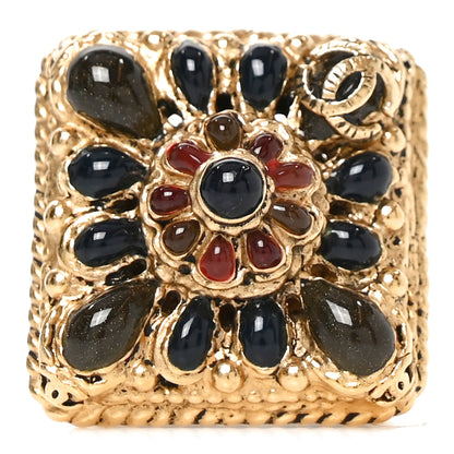 Chanel Enamel Gripoix CC Ring 52 6 Gold Burgundy 1 of 5
