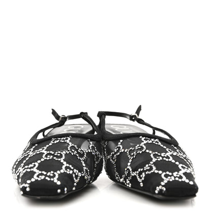 Gucci Tela Retino Kid Scamosciato Crystal GG Monogram Square G 35mm Slingback Pumps 40 Black 6 of 18