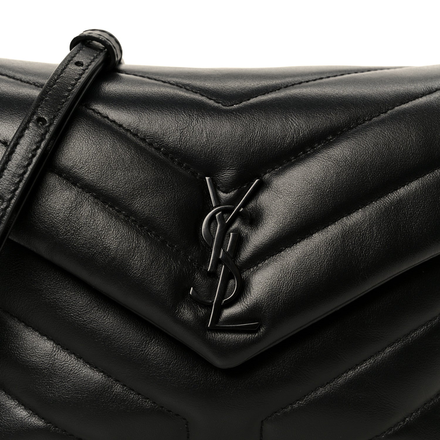 Saint Laurent Calfskin Y Quilted Monogram Monochrome Toy Loulou Crossbody Bag Black 9 of 11