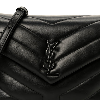Saint Laurent Calfskin Y Quilted Monogram Monochrome Toy Loulou Crossbody Bag Black 9 of 11