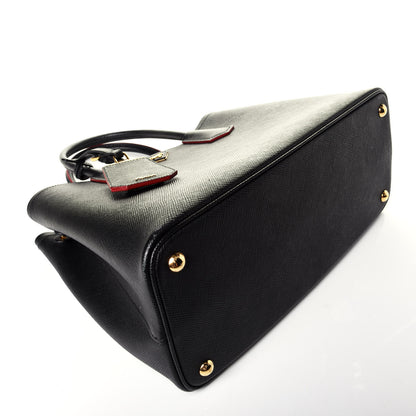 Prada Saffiano Cuir Small Double Bag Black Fuoco 5 of 9