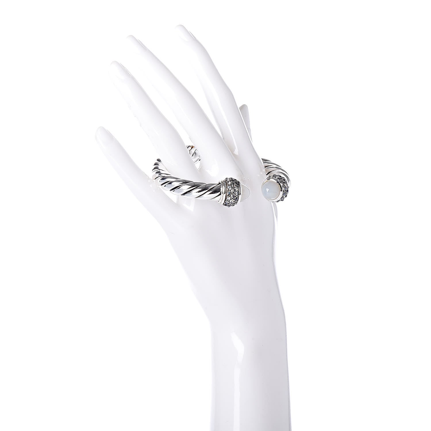 David Yurman Sterling Silver Moon Quartz Blue Moonstone 10mm Cable Renaissance Bracelet 2 of 4