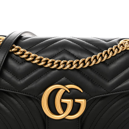 Gucci Calfskin Matelasse Small GG Marmont Shoulder Bag Black 8 of 10
