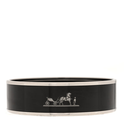 Hermes Enamel Printed Caleche Wide Bracelet 65 Black 1 of 4