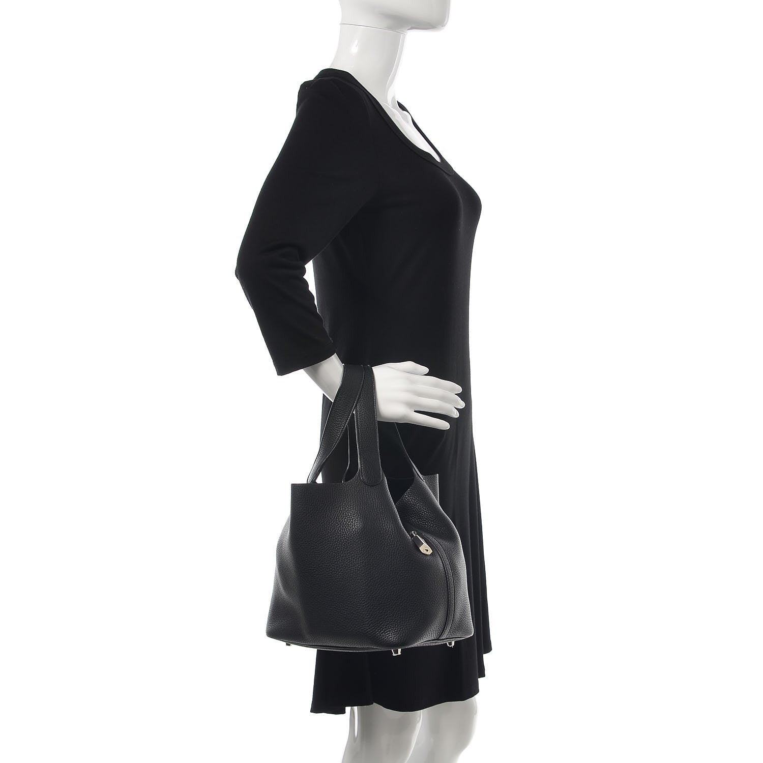 Hermes Taurillon Clemence Picotin Lock 22 MM Black 2 of 9