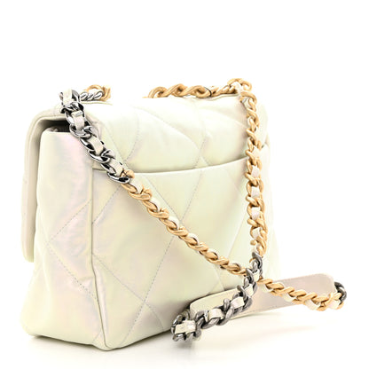 Chanel Iridescent Calfskin Quilted Large Chanel 19 Flap White 3 of 11