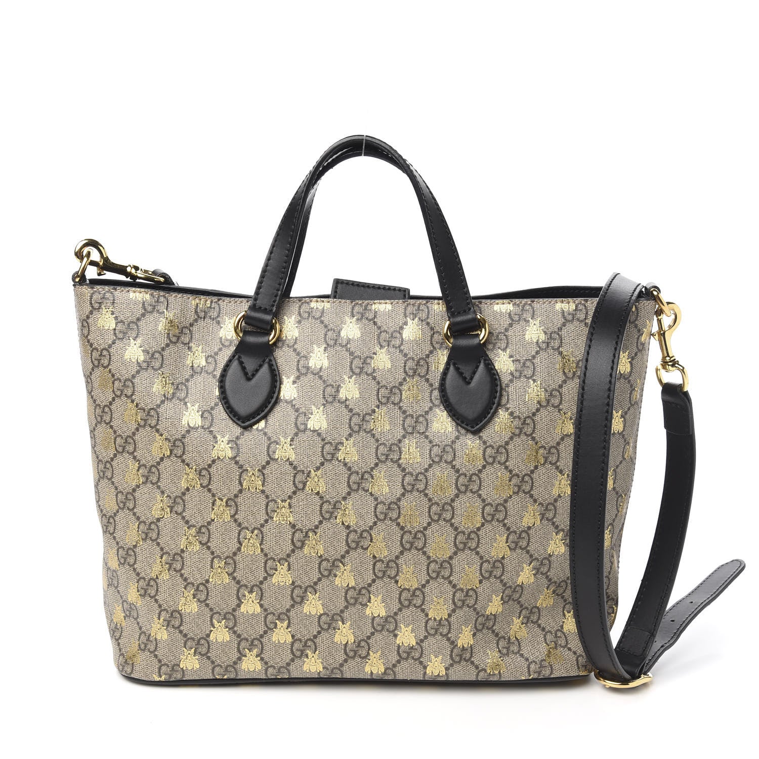 Gucci Soft GG Supreme Monogram Bees Small Crossbody Tote Beige Oro Black 1 of 11
