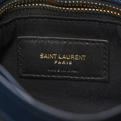 Saint Laurent Velvet Y Quilted Monogram Toy Loulou Chain Satchel Deep Marine 7 of 12