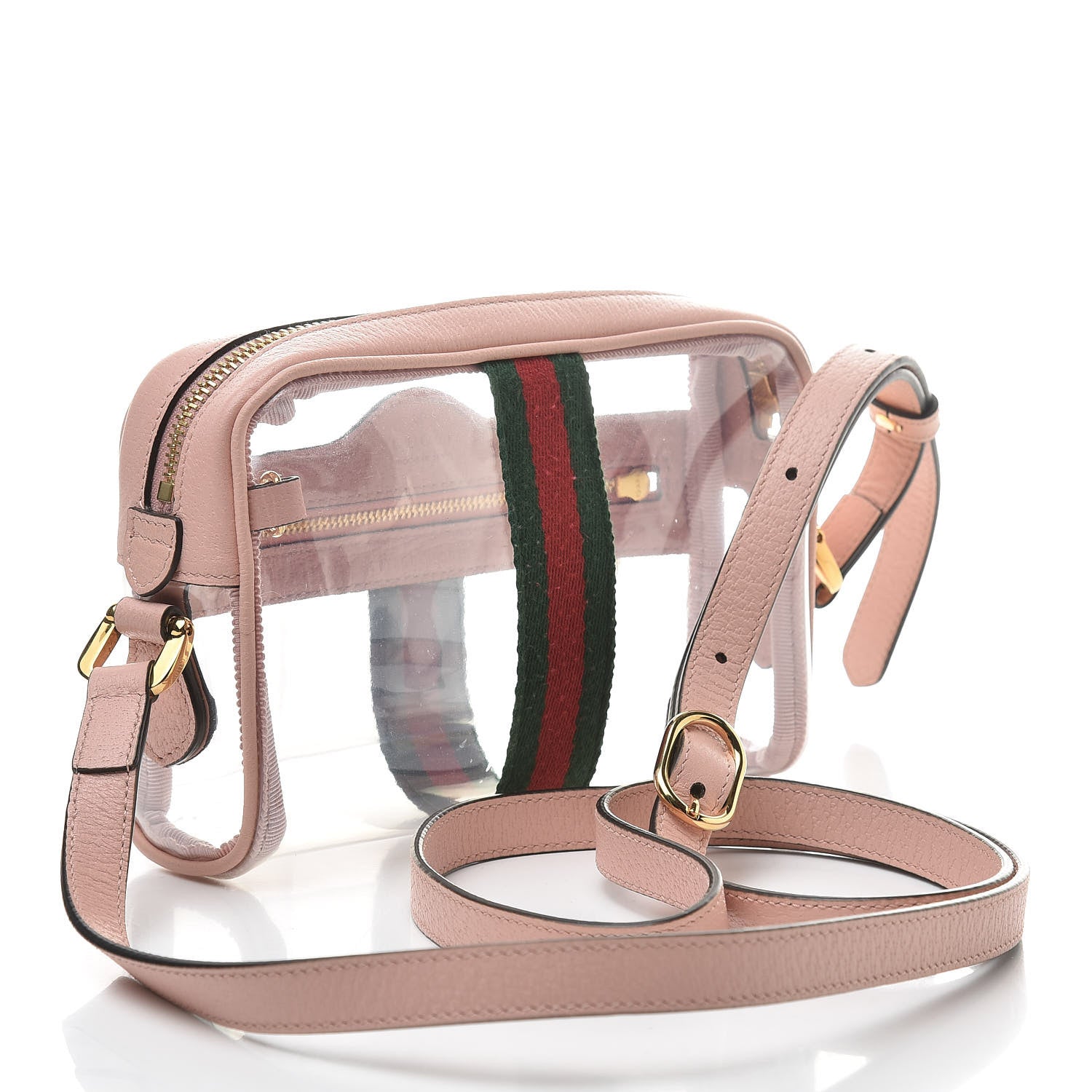 Gucci Vinyl Web Mini Ophidia Transparent Shoulder Bag Perfect Pink 3 of 11