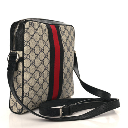 Gucci GG Supreme Monogram Textured Dollar Calfskin Web Small Ophidia Messenger Bag Beige Blue 2 of 7