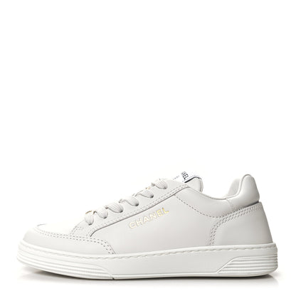 Chanel Calfskin Womens CC Logo Sneakers 37 White 1 of 9