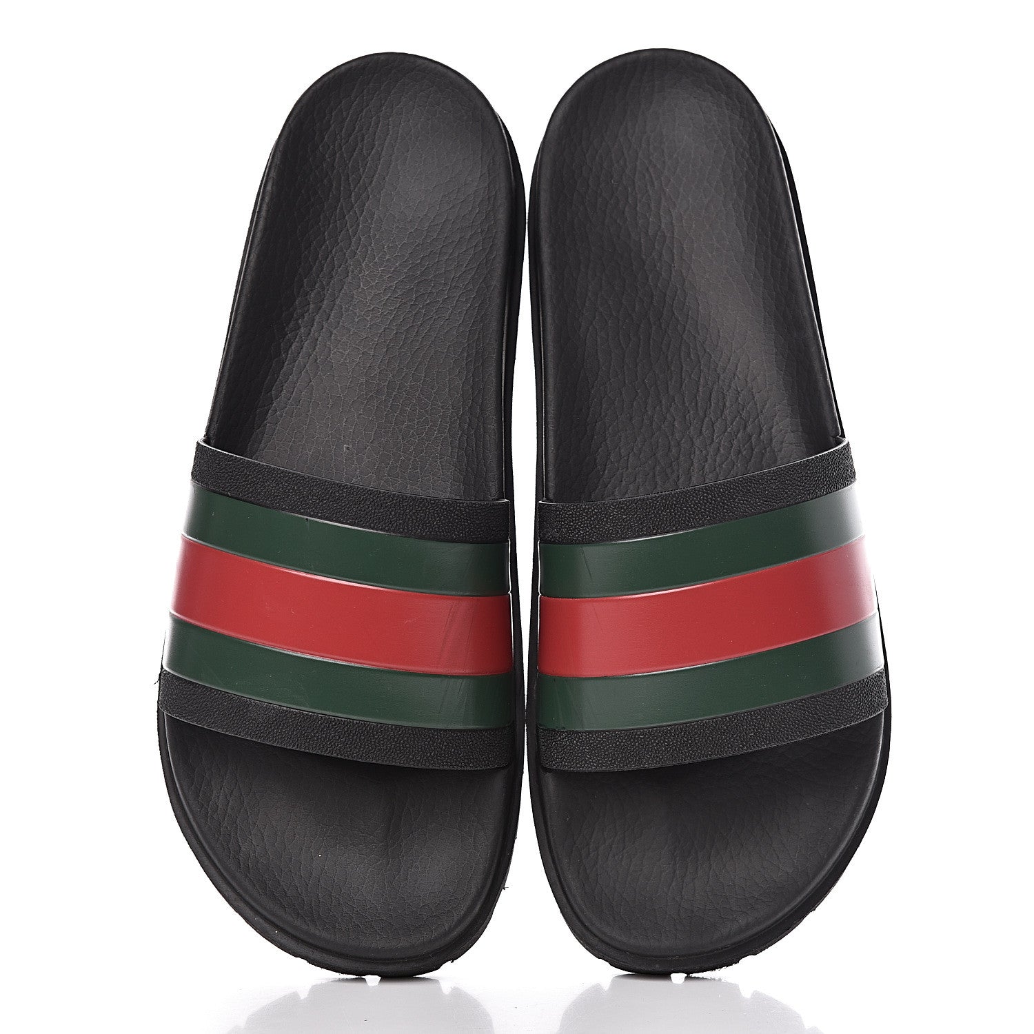 Gucci Rubber Web Mens Lug Sole Slide Sandals 10 Black Green Red 5 of 7