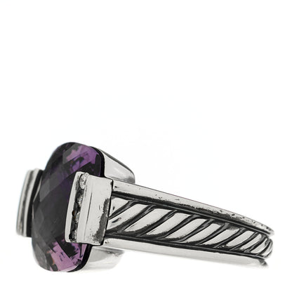 David Yurman Sterling Silver Diamond Amethsyt 15mm Deco Ring 55 7.25 3 of 5