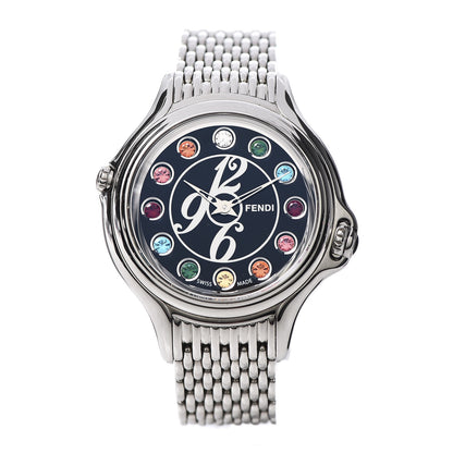 Fendi Stainless Steel Diamond Topaz 38mm Crazy Carats Quartz Watch Black 1 of 8